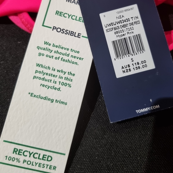 Tommy Jeans Hot Pink Sexy Back Cheeky One Piece Barbie Swimsuit Hot Pink - Picture 7 of 7